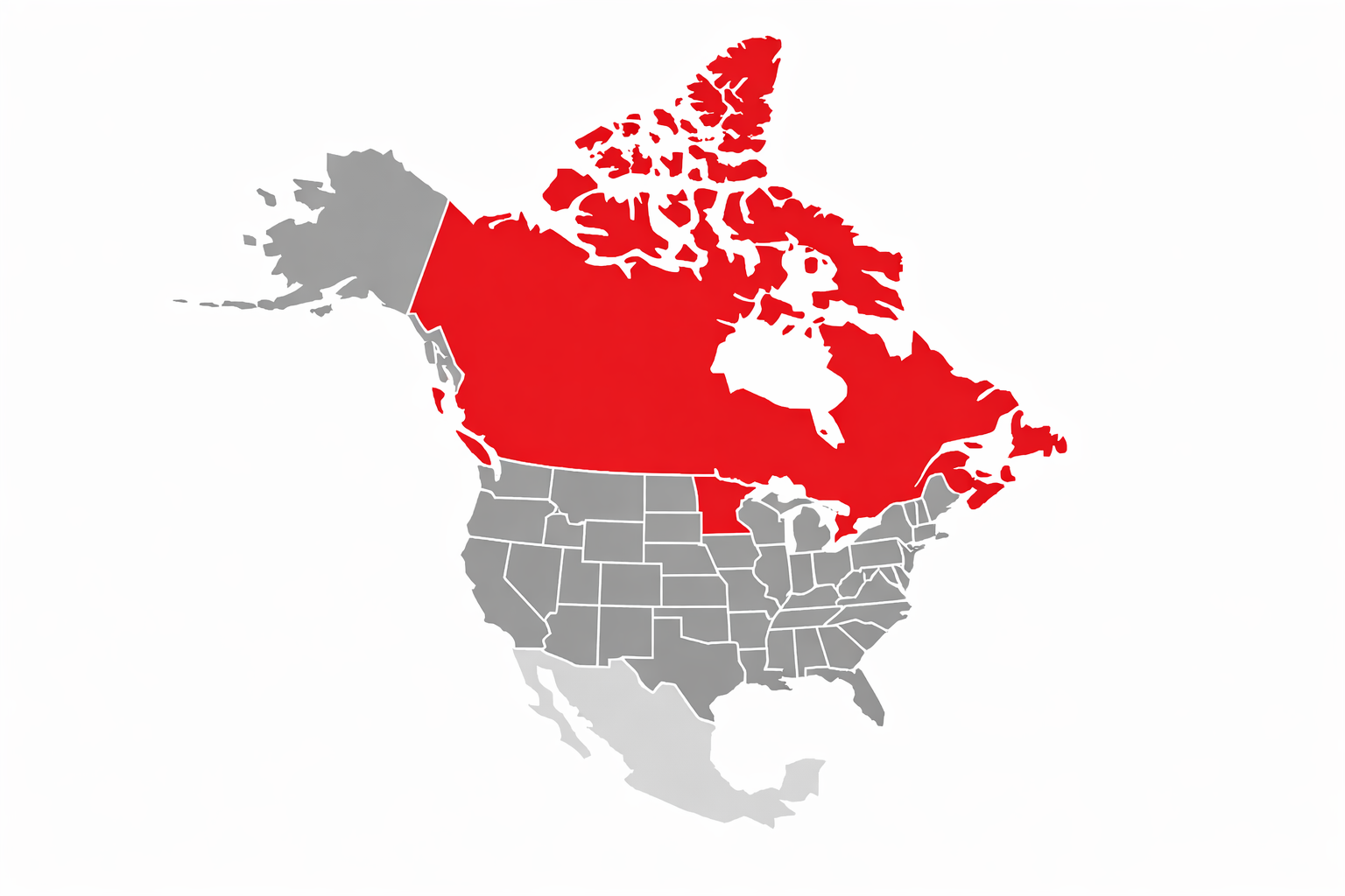 Map of North America with Canada and Minnesota highlighted in red